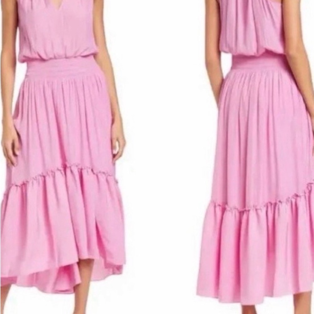 Ramy Brook Pink High-Low Tiered Maxi Dress